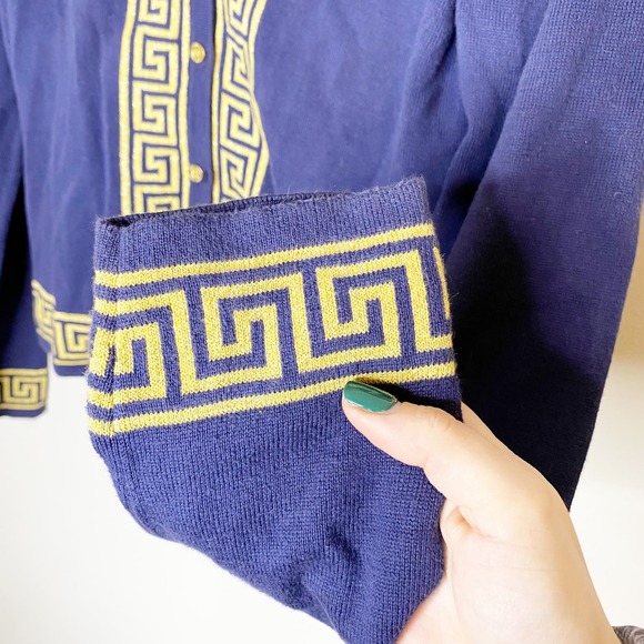 Lilly Pulitzer Greek Geometric Cardigan Navy and Gold Medium - Picture 4 of 7